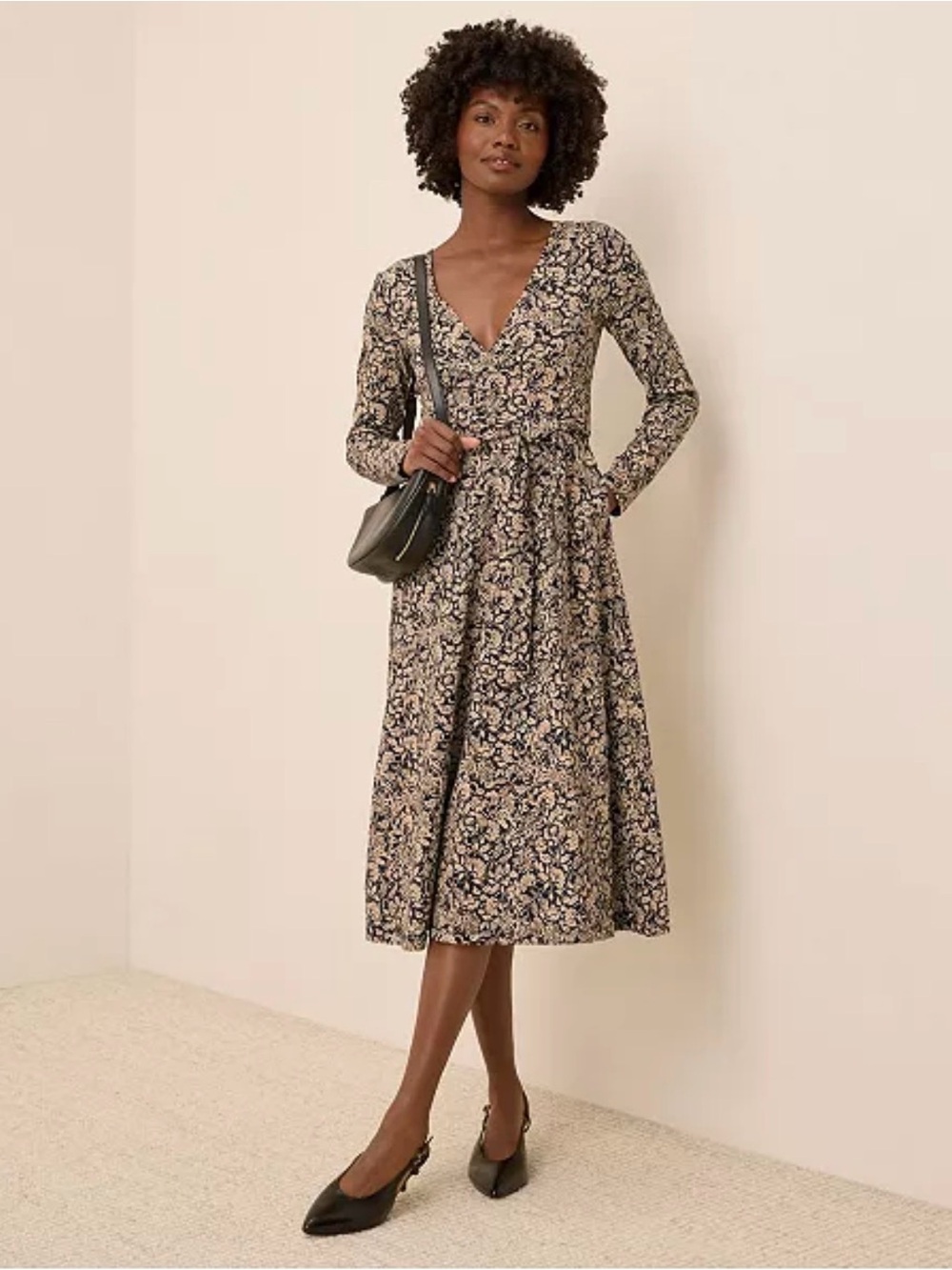 Pact Paisley Blossoms Black Fit & Flare Organic Cotton Dress size M